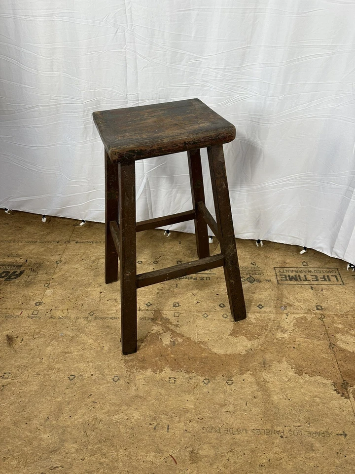 Taburete Silla DIBUJO Bar Madera Estilo Toledo Pino Industrial Raro Años 40 Foto 3 de 4