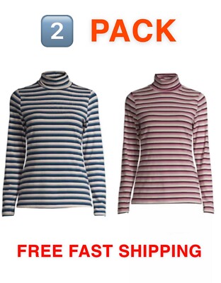  2 PACK SMALL 4-6 Turtleneck Long Sleeve Solid Top Shirt Fitted Casual-Elegant