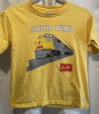 Vintage L N South Wind Train T-Shirt Youth Small Yellow 1991