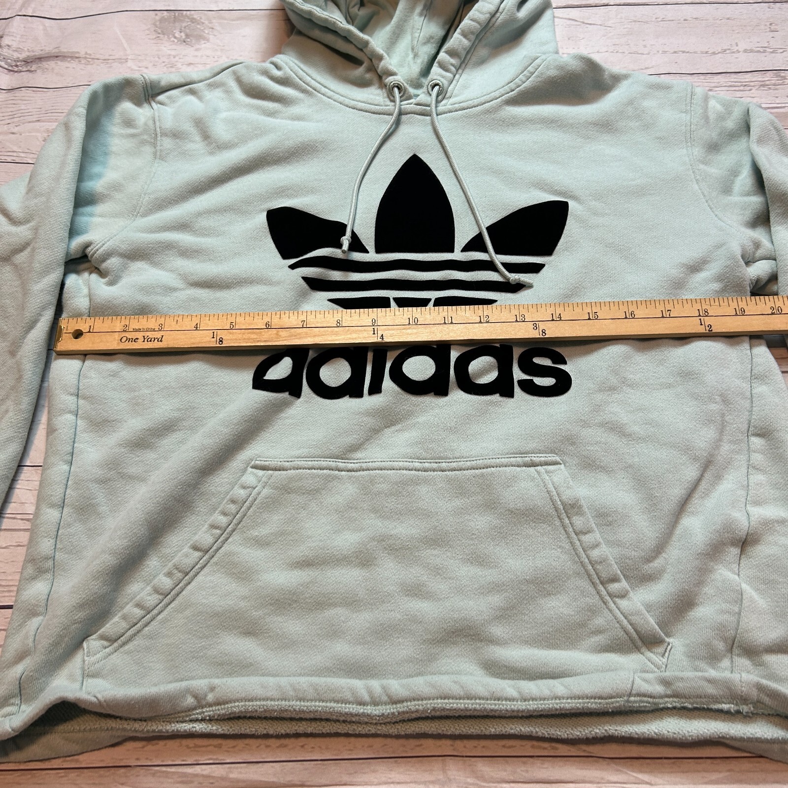 Adidas Crop Top Hoodie Sweatshirt Long Sleeve Blue Women's Size Small thumbnail 7