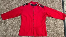Mens Red Steampunk Military Cosplay Gold Buttons L Jacket Size 44  
