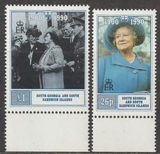 EDSROOM-13623 South Georgia 143-44 MNH 1990 Complete Queen Mother's Birthday