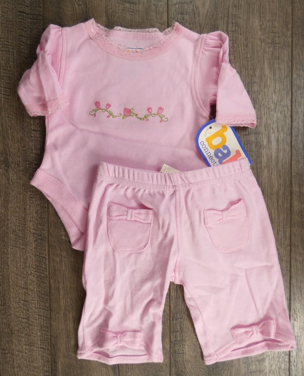 Baby Girl Clothes New Baby Connection Preemie Pink Roses 2pc Outfit