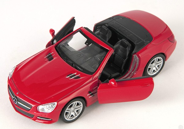 Blitz Versand Mercedes Sl 500 Cabrio 2012 Rot Red Welly Modell Auto 1:34 Neu Ovp-image