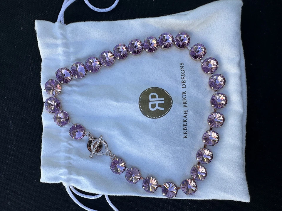 Crystal Gem Fashion Necklace Choker Rose Gold Plated Made In Italy Rebekah Price - Image 3 of 4