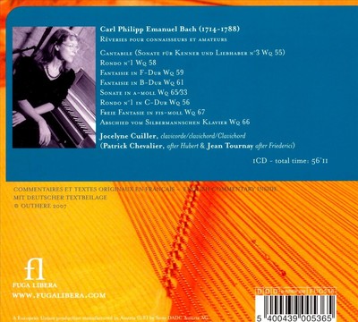 JOCELYNE CUILLER CARL PHILIPP EMANUEL BACH: RÊVERIES POUR CONNAISSEURS ET AMATEU