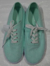 American Eagle By Payless Girls Size 6 Mint Green Eyelet Sneakers Casual Shoes
