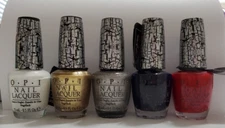 OPI Shatter Polish-White, Red, Gold, Silver, Navy Color Shatter (Set of 5)