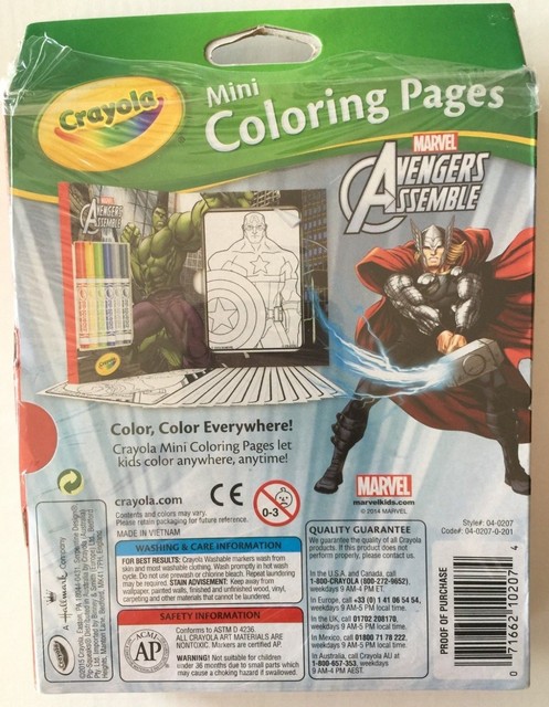 Crayola Marvel Avengers Assemble Mini Coloring 80 Pages 6 Washable ...