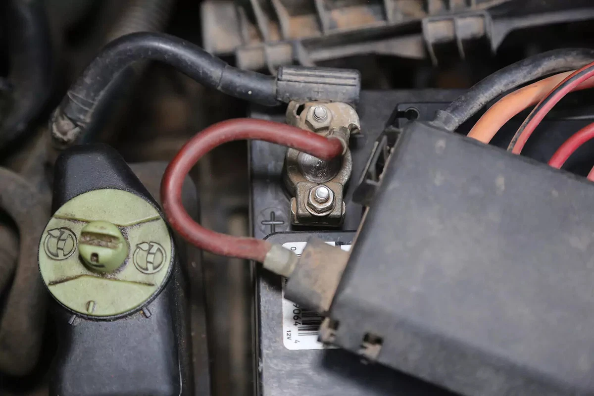 A close-up look at a car's battery terminal.