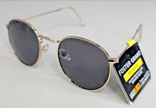 Foster Grant Polarized Sunglasses FG MP 20 14 710 Gold Round Metal BLEMISHED