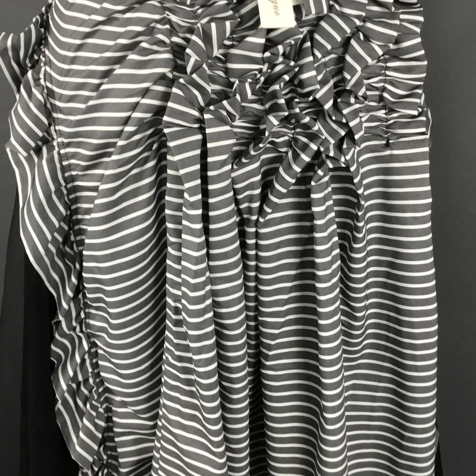 Saia Belle Poque Feminina XL Cinza Listra Envoltório Alta Baixa Steampunk Gótica Retrô - Imagem 4 de 4