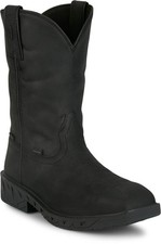 Justin Mens Drifter 11in WP Steel Toe Black Water Buffalo Work Boots