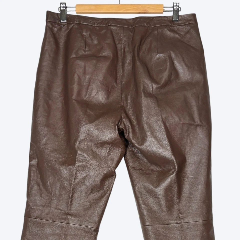 Pantalones De Colección Años 90 Y2K Chadwicks Marrón Chocolate 100% Cuero Para Mujer 10 Pierna Recta Foto 4 de 4
