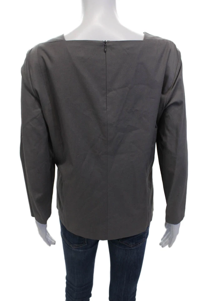 Top Jaeger Mujer Algodón Cuello Cuadrado Manga Larga Cremallera Gris Talla 14 Foto 3 de 4