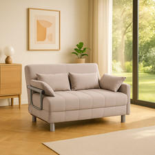 Divano Letto 2 Posti Moderno in Tessuto 102x82x81 cm Crema DecHome