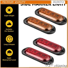 Amber Red LED 4 Side Marker Clearance Lights Waterproof for Trailer Truck RV 4x