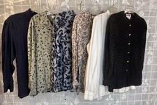 Lot of 6 Vtg SILK Blouses: Claibourne, Jones NY, Maggie London, Kriss Kross Sz 4