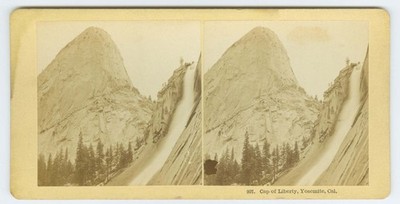 D1512~ CALIFORNIA - Liberty Cap Yosemite 1870s Stereoview Hazeltine/Kilburn