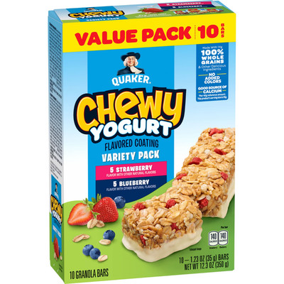 Quaker Chewy Yogurt Bars   Strawberry & Blueberry Variety Pack 10 Bars (12.3 oz)
