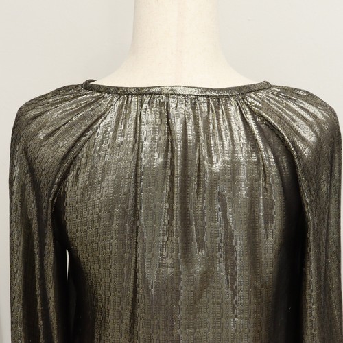 Derek Lam 10 Crosby Sz 0 Silk Blend Gold Metallic Blouse Ruffle Party Formal NYE - Picture 6 of 17