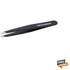 Black Stainless Steel Slant Tweezer - Eyebrow Tweezers for Women and Men