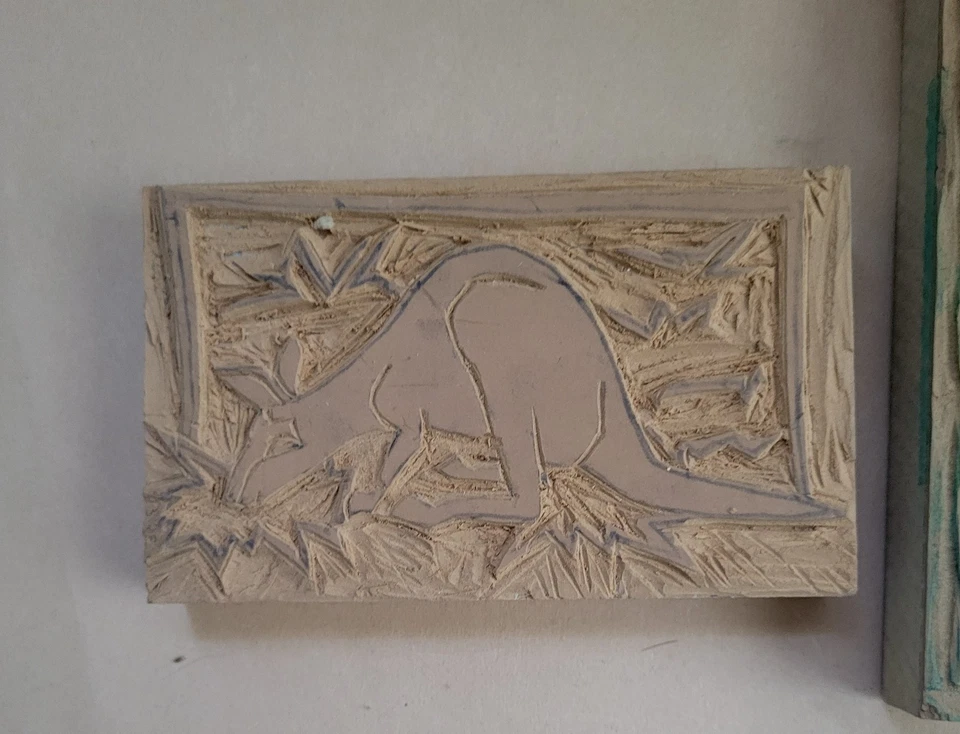 Bloques de linocorte de canguro y ornitorrinco para grabado hechos a mano Foto 3 de 4