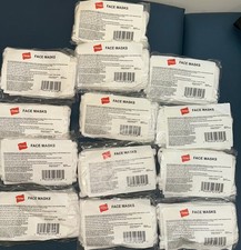 Lot of 65 Adult HANES White Cotton Cloth Washable Reusable Face Masks- New