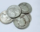 LOT OF 5 WASHINGTON SILVER QUARTERS 90% SILVER VARIOUS DATES #6534