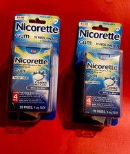 2 Packages Nicorette Gum / 4 Mg Each / 20 Pieces Per Pack/ White Ice Mint Flavor