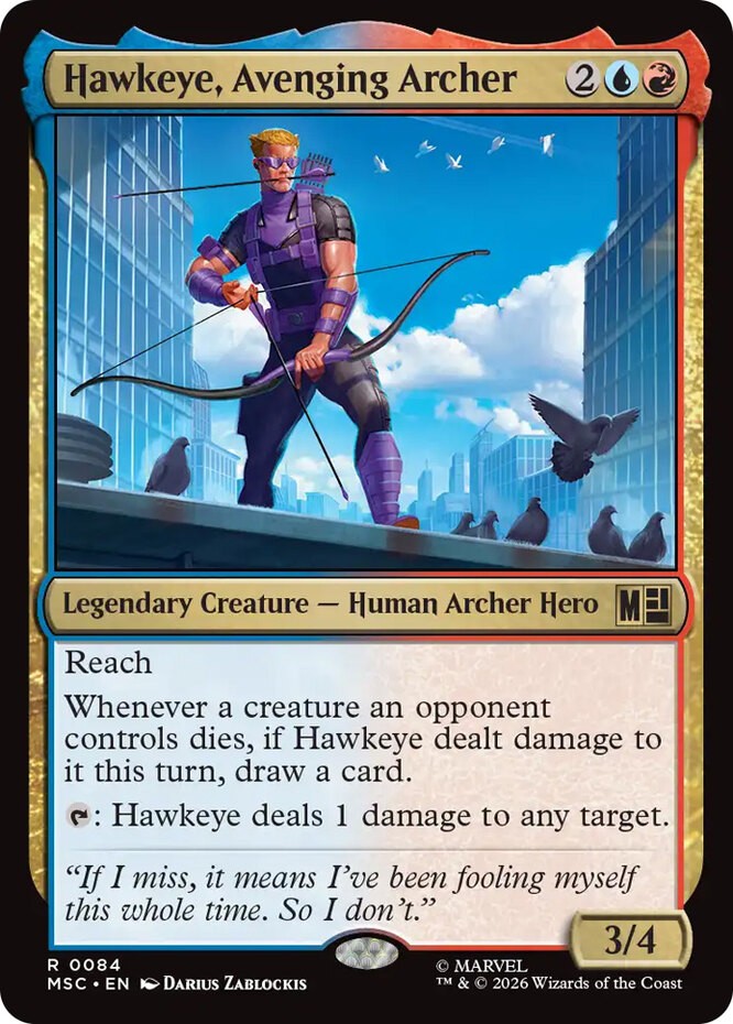 x1 Hawkeye, Avenging Archer R MTG Commander: Marvel Super Heroes M/NM, English