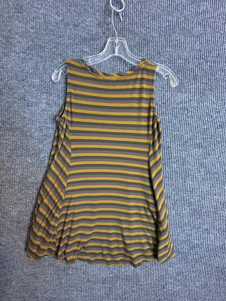 Camiseta sin mangas LOGO by Lori Goldstein Swing para mujer XS a rayas gris mostaza sin mangas Foto 2 de 4