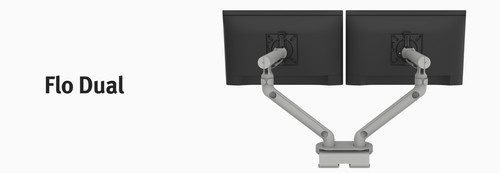 HERMAN MILLER CBS FLO DUAL MONITOR ARM + CLAMP MOUNT + VESA + SCREWS (SILVER)