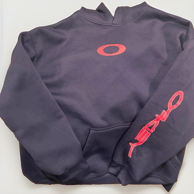 VTG Y2K Oakley Men's Hoodie Center Logo Solid Blue Regular L