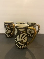 Tabitha Brown Monstera Palm Coffee Mug Gold Color Handle Stoneware 14oz Cup New