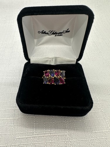 Vintage rosa und lila Turmalin Ring; 10k Gelbgold; Größe 7