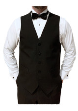 Neil Allyn Men s Black Formal Dress Vest - 5-Button Woven Front with Adjustable