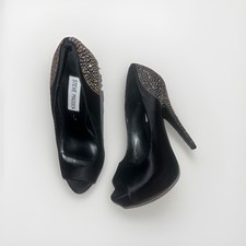 Formal Cocktail Party Bridal Prom Date Night Black Peep Toe Stiletto