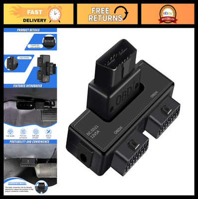 OBDII Splitter Adapter, 16 Pin Male to 2 Female, Rotatable Port, Diagnostic Tool