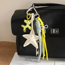 New Starfish Bag Charm Cute Leopard Bear Rainbow Decorative Leather Keychain