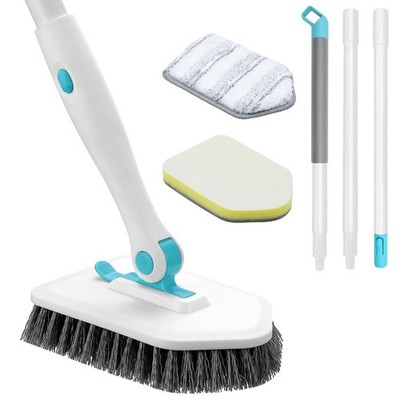 nacena Shower Scrubber with Long Handle, 3 in 1 Tile Tub Scrubber Brush with ...