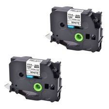 2PK Heat Shrink Tube Tape Black on White for Brother HSe-251 0.92" PT-540