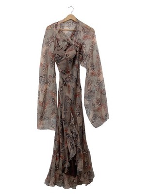 unique Abendkleid Paisley Beige Gr. 36 Maxikleid elegant