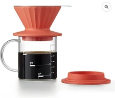 Buydeem Silicone Pour-Over Coffee Dripper With Glass Filter Cup Coffee Filter