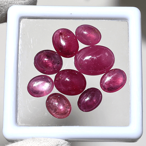 9 pezzi Mozambico rubino naturale alta qualità 8 mm-12 mm ovale cabochon pietre preziose sfuse - Foto 6 di 12