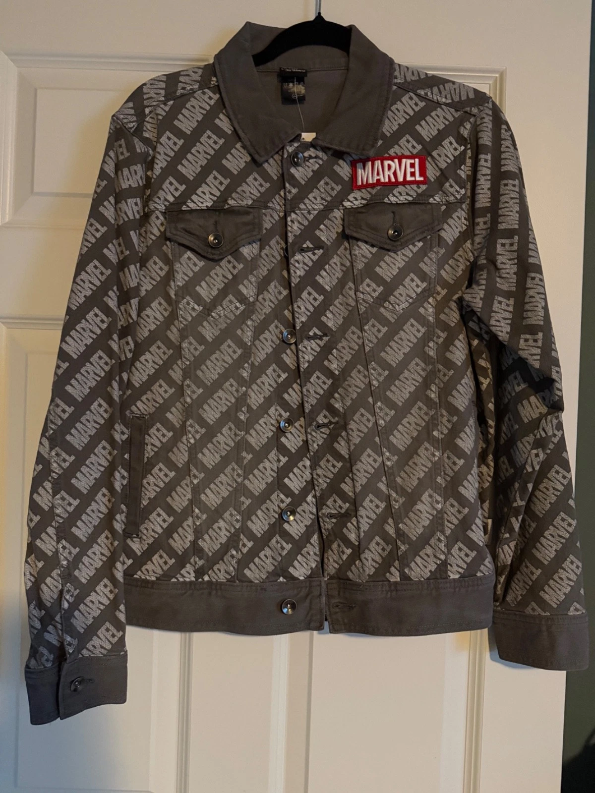 MARVEL Logo Denim Jacket Mens Size Small Great Condition