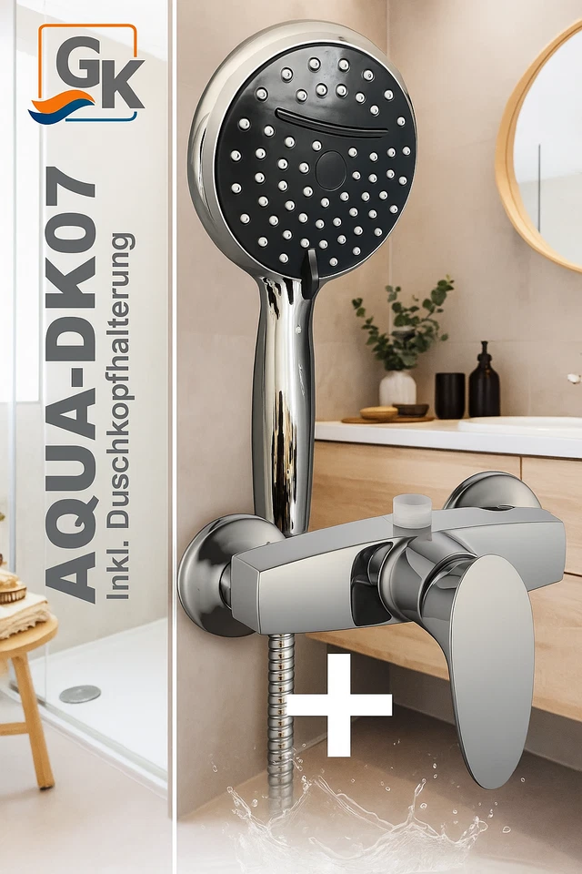 Duschkopf mit Schlauch Duscharmatur Brausegarnitur Handbrause Duschkopfhalterung - Bild 3 von 4