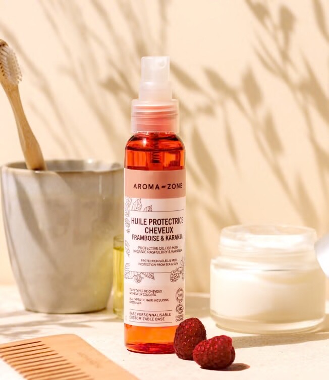 Huile protectrice cheveux Karanja & Framboise BIO pour réparer les cheveux cassants et ternes