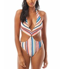 VINCE CAMUTO Monokini One Piece Swimsuit Stripe Multi Size 6 116 - NWT