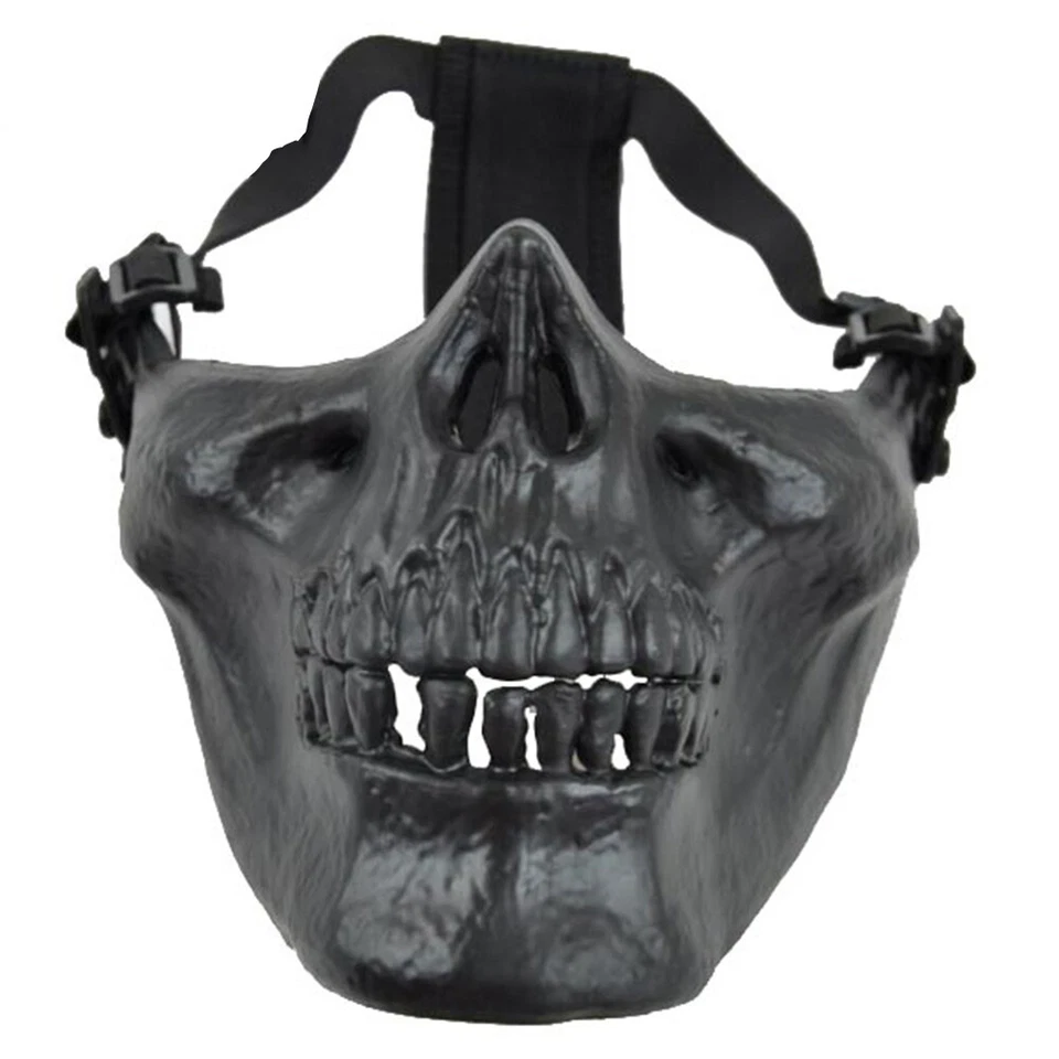 Silver Skull Mask Half Face Skeleton Protection Guard Mask Tactical Airsoft CS - Image 3 of 4